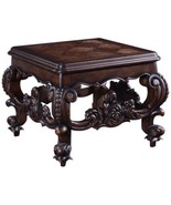 End Table Baroque Rococo Carved Wood, Distressed Walnut, Oak Parquet, Square - $1,049.00