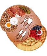 15.7” Double-Layer Charcuterie Board Set, Mocha Brown with Knives &amp; Smal... - $1,290.68 MXN