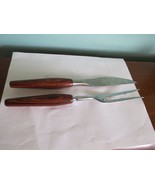 Sheffield England Mid Century Stainless steel &amp; wood SErving Knife and Fork - £8.56 GBP