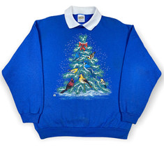 Vintage Sweatshirt Lace Collared Birds Winter Tree Snow Grandma Tultex 5... - £15.68 GBP