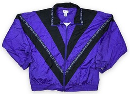 Vtg 80&#39;s 90&#39;s Bocoo Purple Black Windbreaker Track Jacket Womens Sz XL - £15.10 GBP