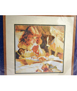 Simplicity Stitchery &quot;Suspense&quot; Praying Girl Dog Kitten Crewel Embroider... - $52.01 CAD