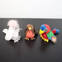 3pc Ty 1998 Beanie Baby Birds - Early Robin / KuKu Cockatoo / Jabber Parrot - £7.19 GBP