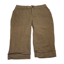 St. John&#39;s Bay Capri Pants Women 4 Petite Brown Striped Stretch Pockets ... - $21.28