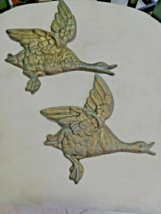 Vintage MCM  Flying Geese Solid Brass Wall Art Retro Pair - $21.00