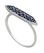 Artisan Sterling Silver Black Crystal Stacking Ring Sz 9 - €15,37 EUR