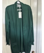 Grace Karin Green Longline Pocketed Open Front Cardigan Sweater Size XL - $47.52 CAD