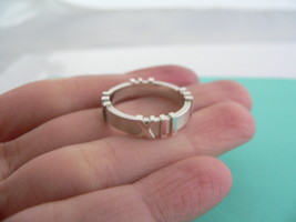 Tiffany &amp; Co Silver Atlas Ring Band Sz 6 Mint Etched Gift Love Roman Numeral - £211.94 GBP