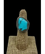 Antique Navajo Handmade Sterling Silver Natural Blue Turquoise Ring 5.75 - $89.99