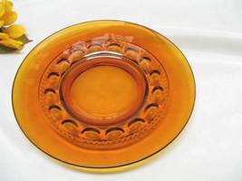 1701 Antique Indiana Kings Crown Thumbprint Amber Plate - $10.00