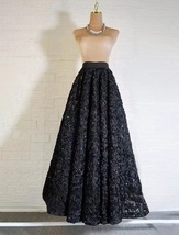Women Black Party Skirt Wedding Custom Plus Size Black Tulle Maxi Skirt Gowns image 4