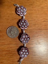 Handmade pink and brown flower lampwork glass beads - New - £11.10 GBP