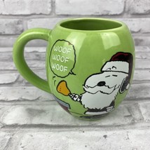 Peanuts Snoopy Santa Woodstock Green Christmas Coffee Mug Charles Schulz  - £12.54 GBP