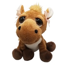 The Petting Zoo Horse Plush Stuffed Animal Brown Donkey Pony Girl Bows 2015 - £10.75 GBP