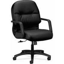 HON Pillow-Soft Chair - Black Leather Seat - Black Leather Back -... - £667.72 GBP