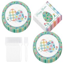 HOME &amp; HOOPLA Easter Party Supplies - Cottage Floral &amp; Plaid Easter Bunny Paper  - £14.07 GBP+