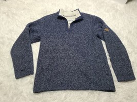 Orvis Men&#39;s M Sweater Sherpa Lined 1/4 Zip Pullover Long Sleeve Blue Moc... - £8.81 GBP