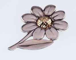 James Avery Two Tone Daisy Flower Brooch Sterling Silver &amp; 14K - £181.32 GBP
