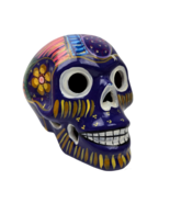 Mexican Art Pottery Sugar Skull Luminaria Day of the Dead Skeleton Embos... - $20.99