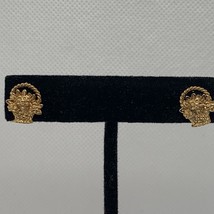 Gold-Tone Basket Floral Earrings With Secure Backs - $143.52 MXN