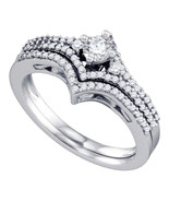 14k White Gold Round Diamond Bridal Wedding Engagement Ring Band Set 1/2 Ctw - £771.30 GBP