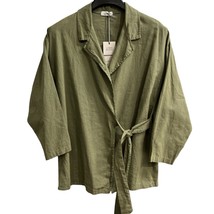 Lara G Jacket Womens S Green Linen Blend Wrap Lightweight Lagenlook Mini... - $27.28
