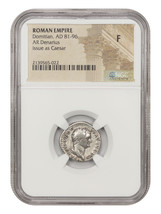 Ancient Roman: Domitian (AD 81-96) AR Denarius NGC Fine (Issue as Caesar) - £183.18 GBP