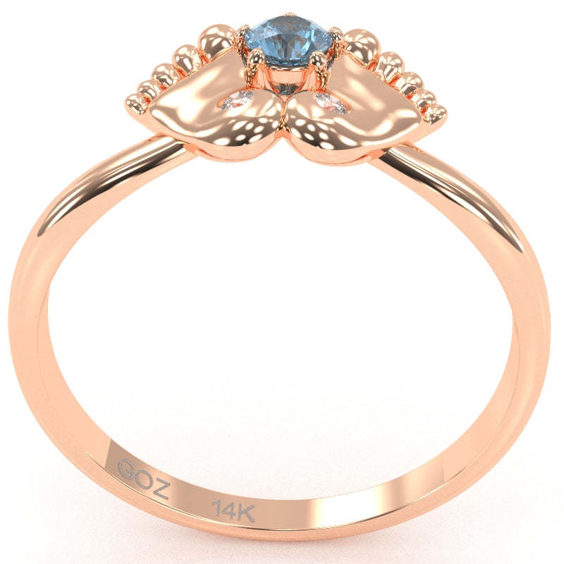 Baby Feet Blue Topaz Diamond Ring In 14k Rose Gold Item image 5