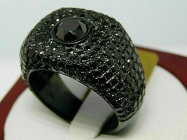 2 KT Rotondo Finto Nero Diamante Grappolo Matrimonio Anello 14k Placcato Oro - £149.23 GBP