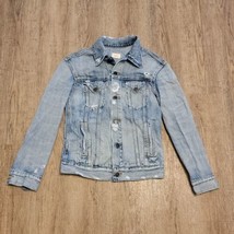 Able Button Up Distressed Collared Denim Jean Jacket ~ Sz XS ~ Long Sleeve - £70.78 GBP