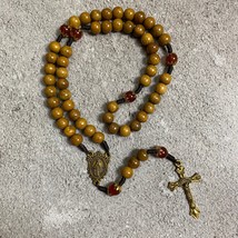 Red Gemstone Catholic Rosary, Paracord Rosary, Wood Bead rosary, Pardon Crucifix - £23.90 GBP