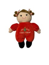 Baby Starters My First Christmas Plush Rattle Stuffed Doll 8” Brunette Soft - £7.82 GBP