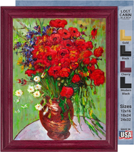Framed Wall Art Decor, Lost Cabin Red Poppies &amp; Daisies by Vincent Van Gogh - £67.61 GBP