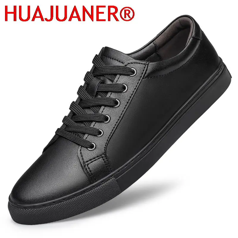Men&#39;s Genuine Leather Casual Shoes Black Sneakers Men Autumn Shoes Man F... - $76.73