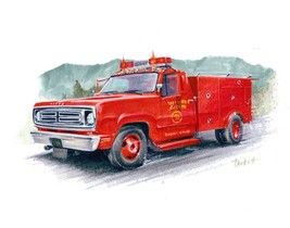 Signed EMERGENCY! 1972 Dodge Firetruck Poster Print Wall Art 11x14 Unframed - $449.81 MXN