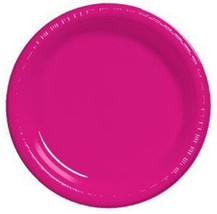 Hot Magenta 10&quot; Plastic Dinner Plates 20 Per Pack Tableware Decorations ... - £27.26 GBP