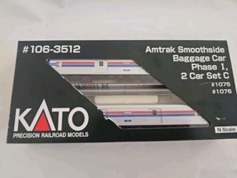 Kato N Scale Amtrak Amfleet Smoothside Baggage Car Phase I Two Car Set 106-3512 - $99.00