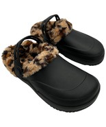 crane shoes 823645 faux leopard fur sock lining rubber clog women&#39;s size... - $49.65 CAD