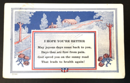 I Hope You&#39;re Better Get Well PC Red White Blue Divided Back Antique - £5.50 GBP