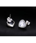 Premium Love Heart CZ Stud Earrings 925 Sterling Silver Earrings For Wom... - £10.31 GBP