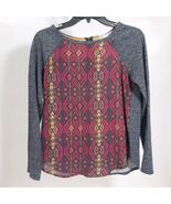 Jolt Burgundy Women&#39;s Heathered Gray and Black Long Sleeve Top Small - $17.80 CAD