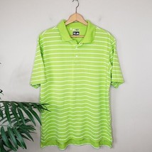 Adidas | Climalite Bright Green Striped Polo, size large - £13.91 GBP