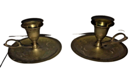 Pair of  Vintage 2-inch Tall Candle Holders With Tray And Finger Handles - £14.94 GBP