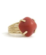 Vintage 1960&#39;s Cabochon Red Coral Cocktail Ring 12K Yellow Gold, 7.93 Gr - £1,117.80 GBP