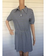 Nautical Striped Dress White Blue Casual 70s ... - $20.00