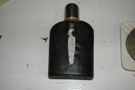 Vintage Glass Leather Wrapped Germany Made Flask 2 Shot Cups Marked R - $34.99