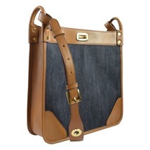 Michael Kors Sullivan Large North South Blue Denim Leather Messenger Bag Handbag - £86.33 GBP