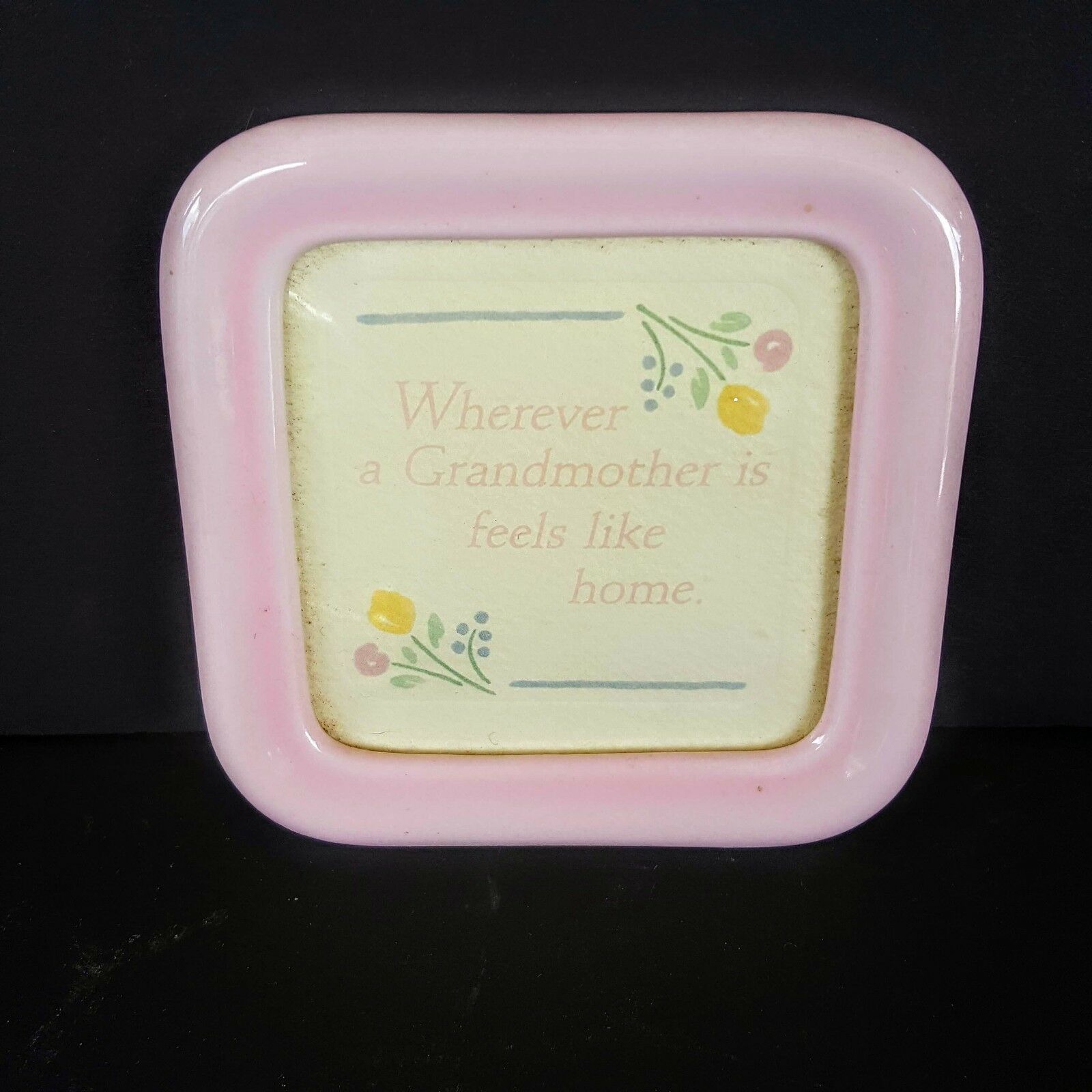 Hallmark Pink Porcelain Plaque 1987 Grandma Inspirational Quote Desk Fra... - $7.90
