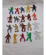 Lot Of (20) Vintage 1960s Cowboy Plastic Toy Figures 2&quot; Pistol Whip Rope - €27,17 EUR
