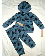 Levi's Baby Boy Hoodie & Pants 2 Pc Set Sweatsuit Blue Bear Print 24M 24 Months - $12.99